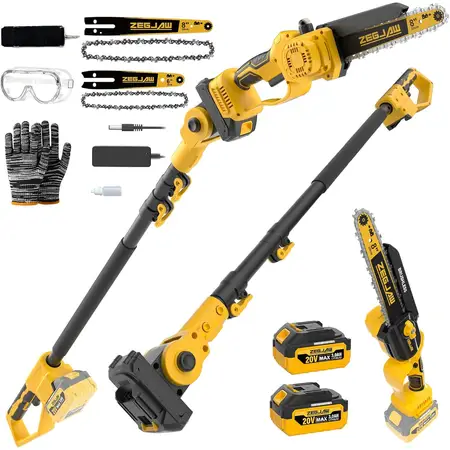 4-IN-1 Cordless Pole Saw Mini Chainsaw with 2 Pack Battery and Charger